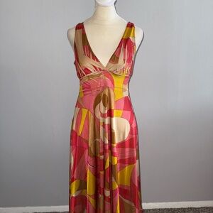 Forever 21 Pink and Yellow Geometric Maxi Dress
